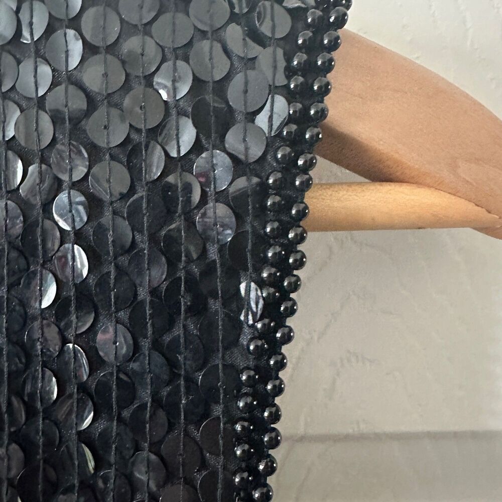 vintage 90s black sequin beaded cocktail dress size 10 evening holiday party - Picture 12 of 13